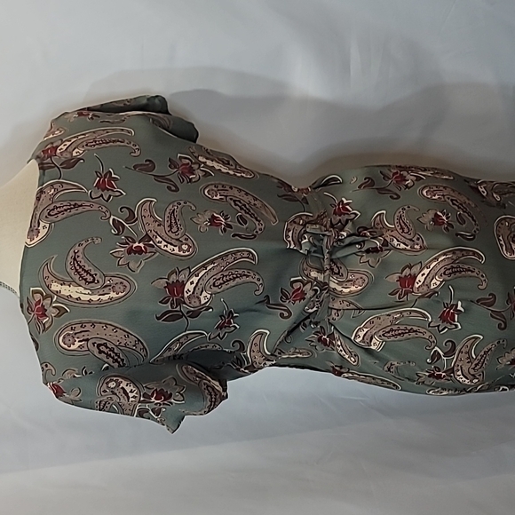 VINTAGE* FRENCH CONNECTION paisley sage midi maxi dress button up slit - Picture 5 of 7